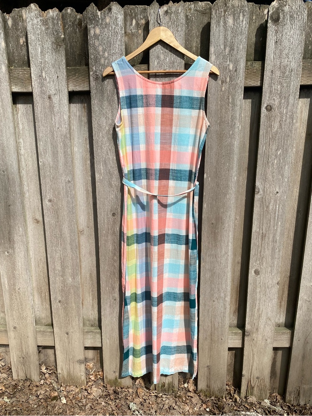 Ace & Jig Slipper dress in Crown (Pastel Plaid Sleeveless Maxi Dress)